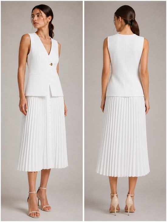10 Crosby Derek Lam Dresses & Skirts - Derek Lam 10 Crosby White Pleated Mixed Media Midi Dress NWT Size 6 Designer